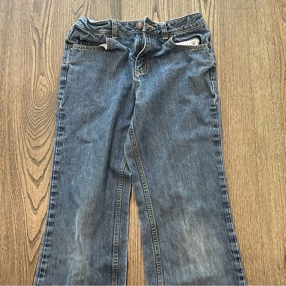 Lands' End Kids Medium Wash Cotton Straight Leg Jeans Size 12